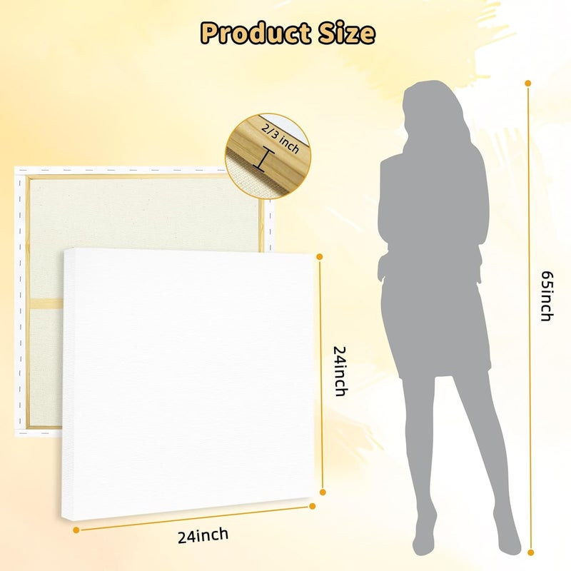 FROM ONE 4 Pack Stretched Canvases 24 x 24 inch –13.4oz (380gsm) Heavy-Duty 100% Cotton Canvas with Triple Gesso & Pre-Primed & Warp-Resistant Wood Frame for Oil, Acrylic & Mixed Media Artists - Image 4